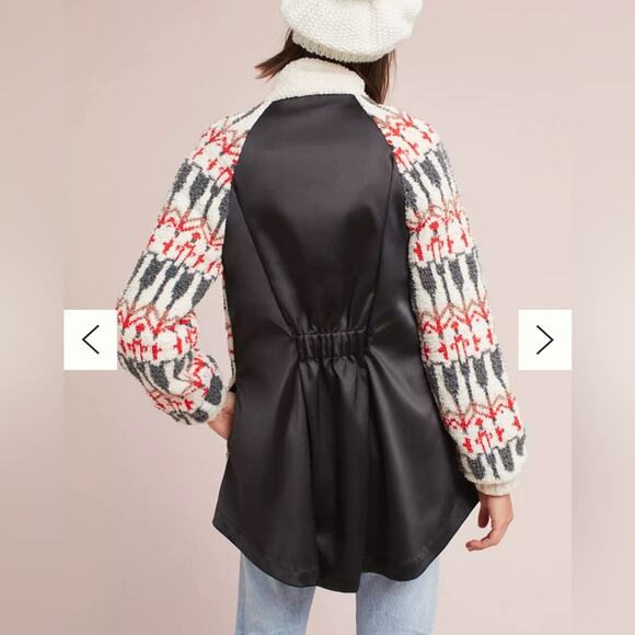 Anthropologie Sleeping on Snow Intarsia Sweater Jacket Size S Faire Isle - Picture 7 of 12